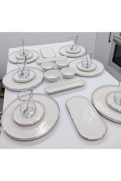 COOKCASE Platinum Modern Cream Breakfast Set for 6 People - 32 Pieces - 82920