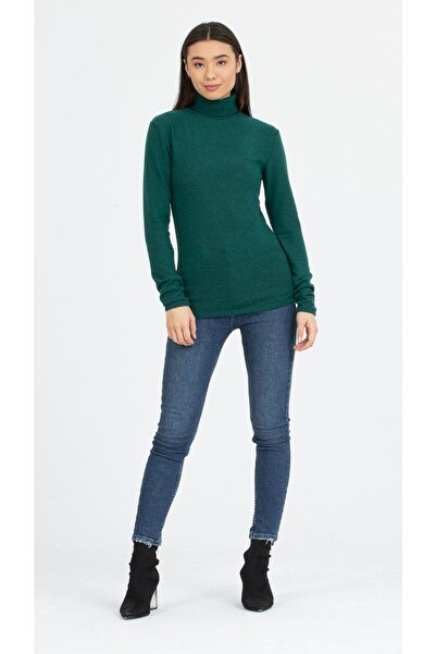 Kallisto Πράσινη πλεκτή μπλούζα με ζιβάγκο