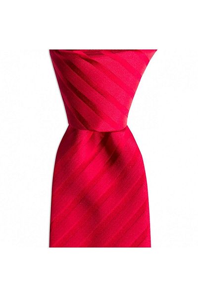 1001 Kravat Red Striped 7.5 cm Wide Silk Tie