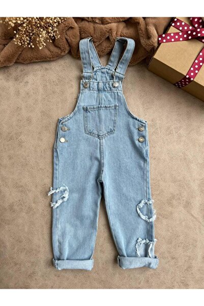 Bahar Girl's Salopecie - Heart Detailed Jeans