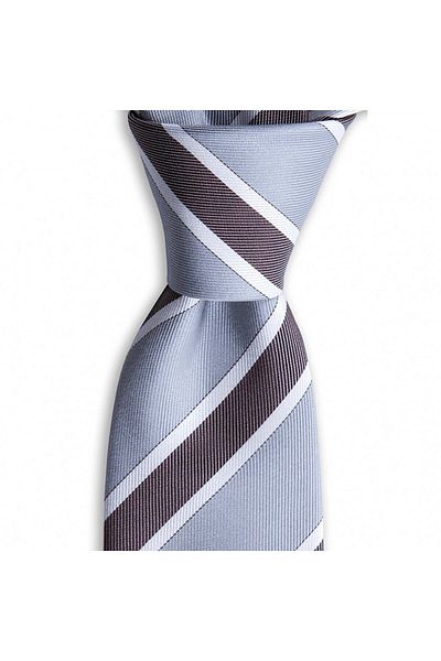 1001 Kravat Light Gray Striped 7.5 cm Wide Silk Tie