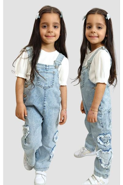 Bahar Girl's Salopecie - Heart Detailed Jeans