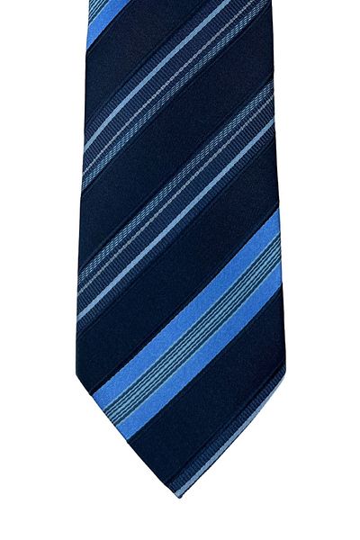 1001 Kravat Navy Blue Striped 7.5 cm Wide Silk Tie