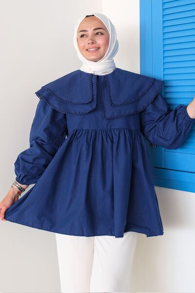 LOCCO Πουκάμισο με διπλό γιακά Navy Blue