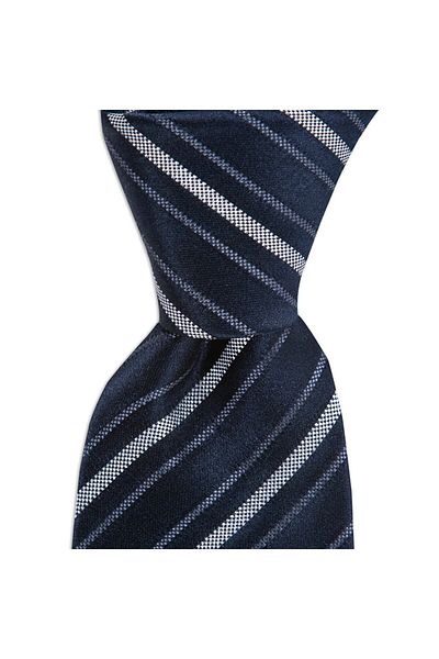 1001 Kravat Men's Navy Blue Striped 8 cm Wide Silk Tie