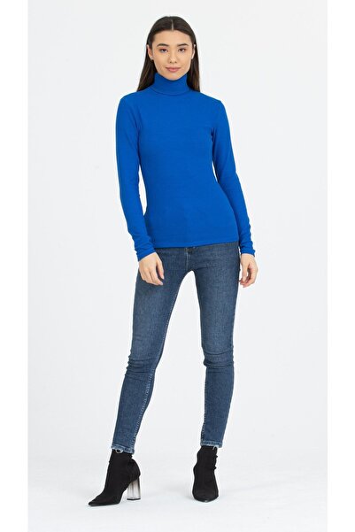 Kallisto بلوزة محبوكة بياقة مدورة زرقاء من ساكس