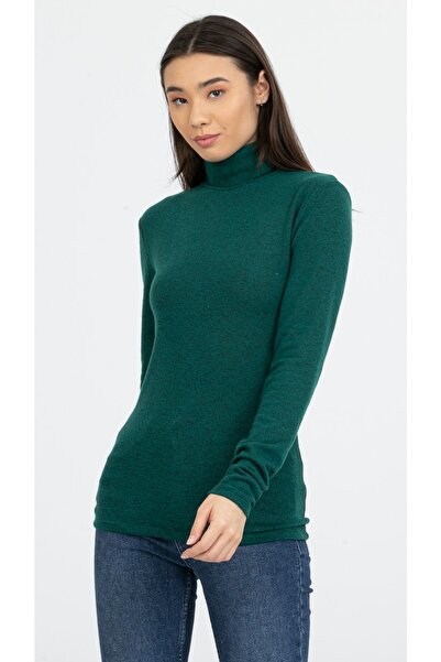 Kallisto Πράσινη πλεκτή μπλούζα με ζιβάγκο