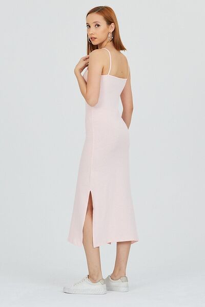 Kallisto Φόρεμα με λουράκι σε σκόνη με σχισμή στενό σχήμα