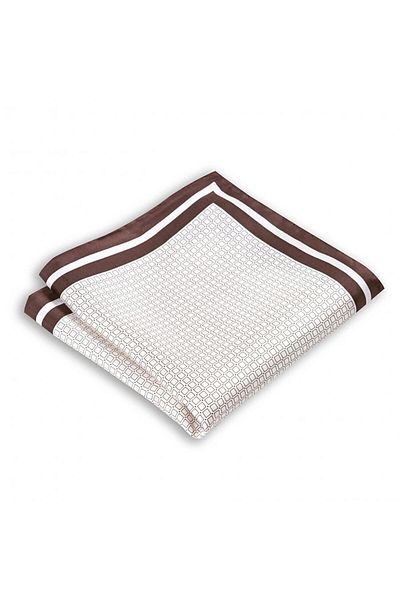 1001 Kravat White Patterned Silk Pocket Handkerchief in 33x33 cm