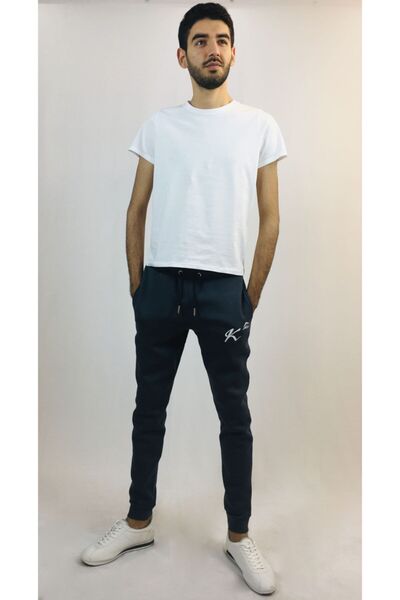 Kallisto Partea de jos a treningului pentru bărbați, albastru bleumarin, cu 3 fire de bumbac imprimat