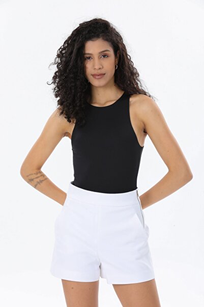 Kallisto Черно боди с памучен деколте и копчета