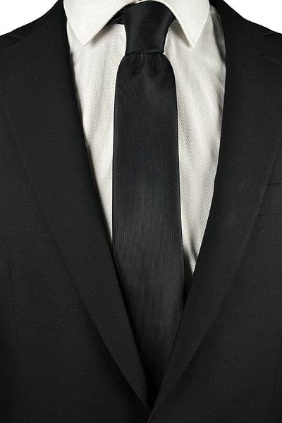 1001 Kravat Plain Black Thin Tie