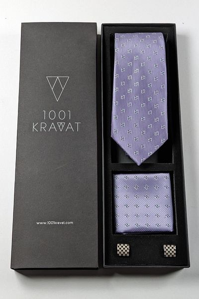 1001 Kravat Men's Gift Set - With Handkerchief, Tie and Cufflinks