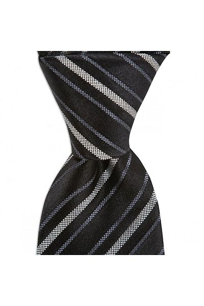 1001 Kravat Black Striped 8 cm Wide Silk Tie