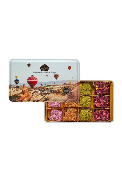 Çerez Pazarı King Turkish Delight 240g - in a Gift Metal Box, Mix Special Antep, with Peanuts and Nuts