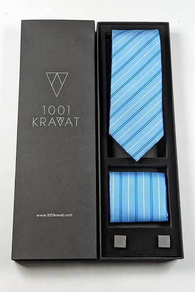 1001 Kravat Men's Gift Set - With Handkerchief, Tie and Cufflinks