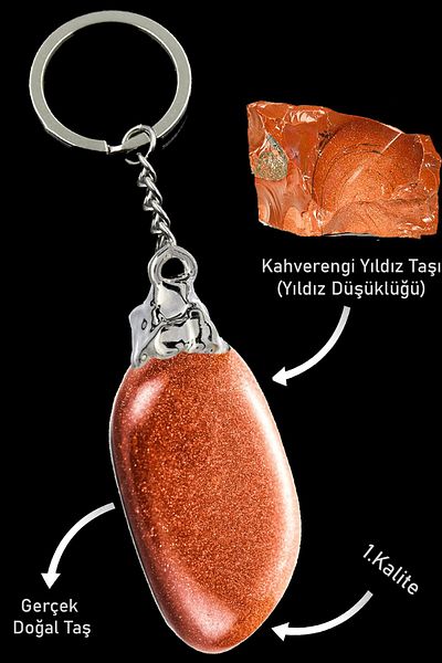 Tesbih Atölyesi Brown Star Stone - Certified Natural Stone Keychain