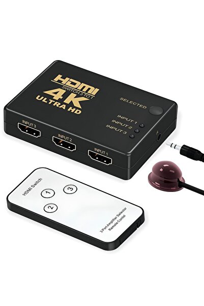 SpeedUF 3 Port HDMI Çoklayıcı Switch Çoğaltıcı 4K Kumandalı Ultra Hd Çoklu Cihaz Tek Ekran