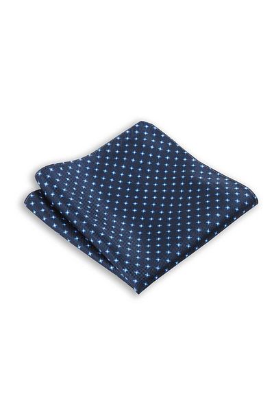 1001 Kravat Navy Blue Patterned Silk Pocket Handkerchief in 33x33 cm Sizes