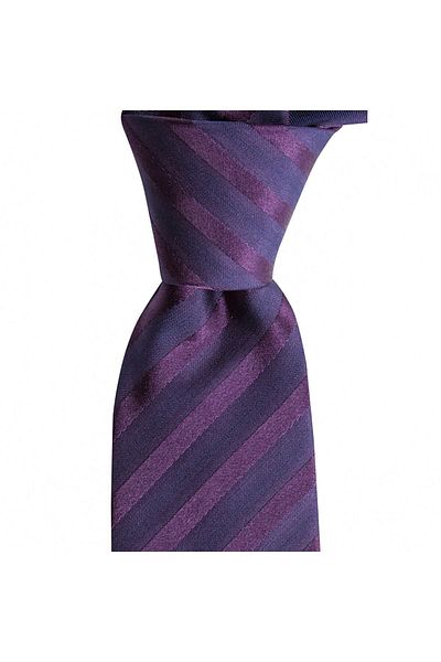 1001 Kravat Purple Striped 7.5 cm Wide Silk Tie