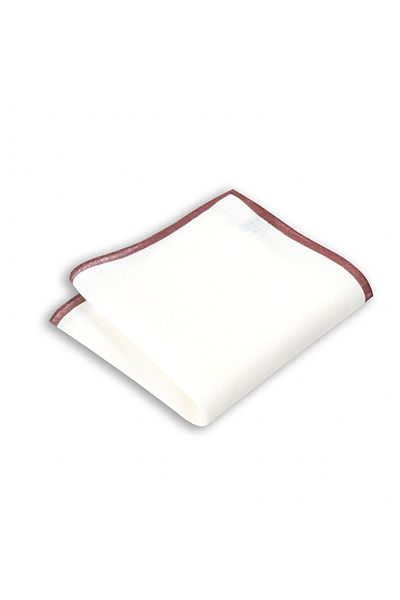 1001 Kravat Brown Edge Striped 33 x 33 cm Linen Pocket Handkerchief