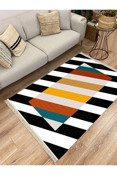 kilim home Covor decorativ țesut din seria Cotton, cu dungi orizontale în cul...