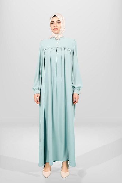 Beyza Φόρεμα Hijab με κουμπιά μέντας 5616
