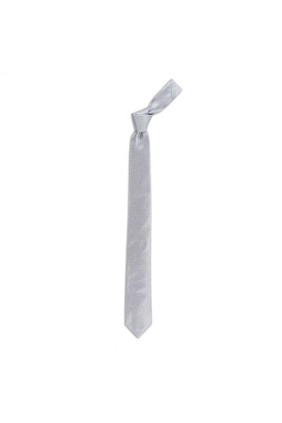 1001 Kravat Light Gray Patterned 6 cm Wide Silk Tie
