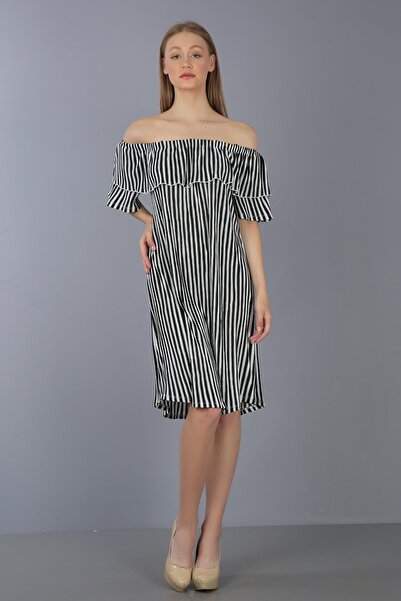 Kallisto Ριγέ φόρεμα Madonna Collar