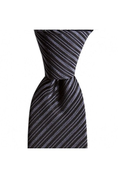 1001 Kravat Dark Gray Striped 7.5cm Wide Silk Tie