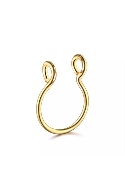 Jaida Moda Unisex Gold 316l Cerrahi Çelik Hızma Burun Septum Halka Sahte Fake Piercing