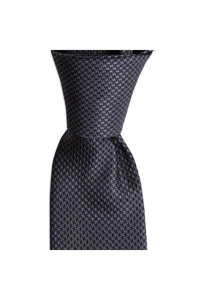 1001 Kravat Gray Patterned 7 cm Wide Silk Tie