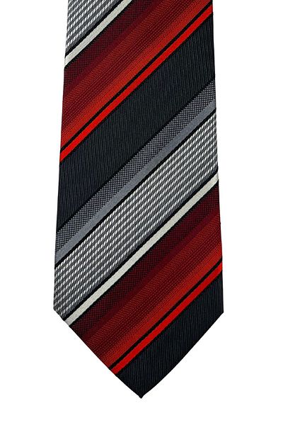 1001 Kravat Red Striped 7.5 cm Wide Silk Tie