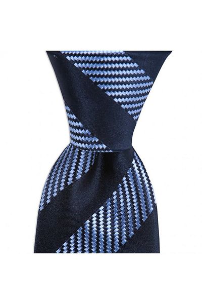 1001 Kravat Blue Striped 8 cm Wide Silk Tie