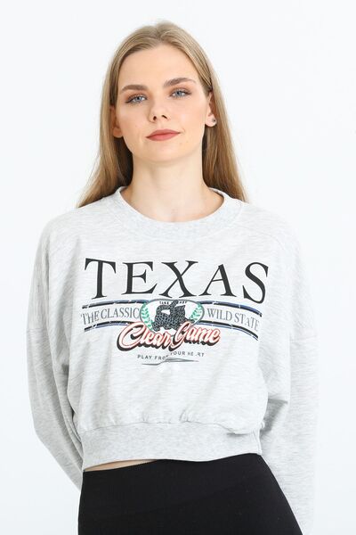 Kallisto Hanorac crop cu imprimeu Melange gri