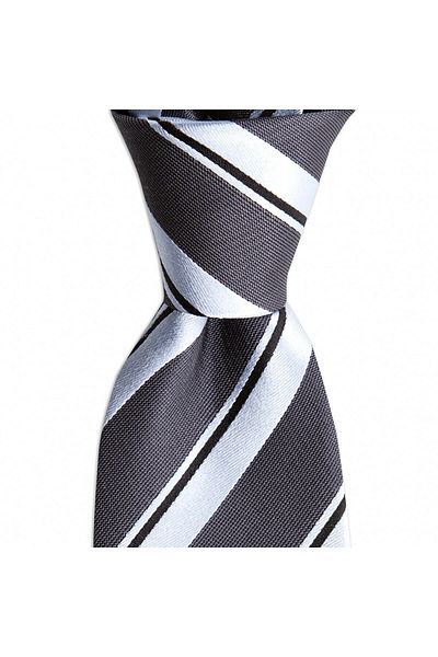 1001 Kravat Gray Striped 8 cm Wide Silk Tie