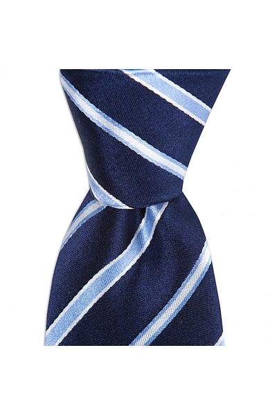 1001 Kravat Navy Blue Striped Silk Tie 7.5 cm Wide