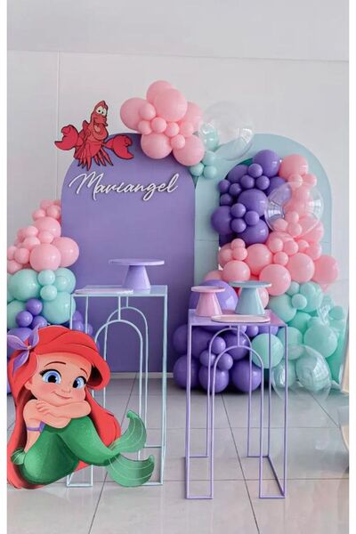 Çemrek Süs Parti Deniz Kızı Konsept Balon Mint Pembe Lila Balon Zinciri Seti ...