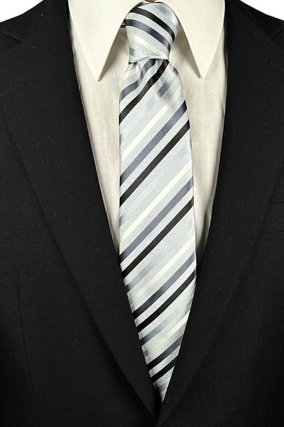 1001 Kravat Light Gray Striped 8 cm Wide Tie