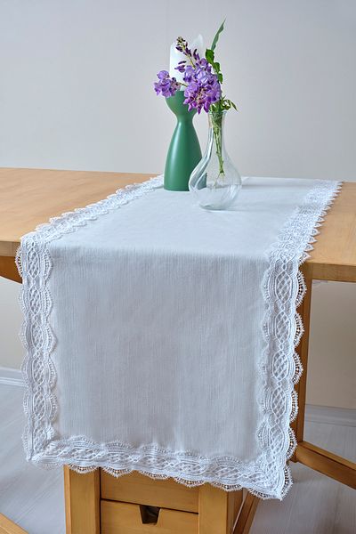 Nazik Home 40x140 cm Asel Lace Ανθεκτικό Runner