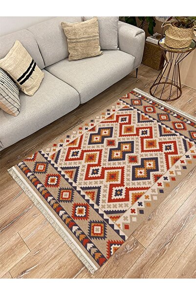 kilim home Памучна серия многоцветен релефен килим с античен десен и декорати...