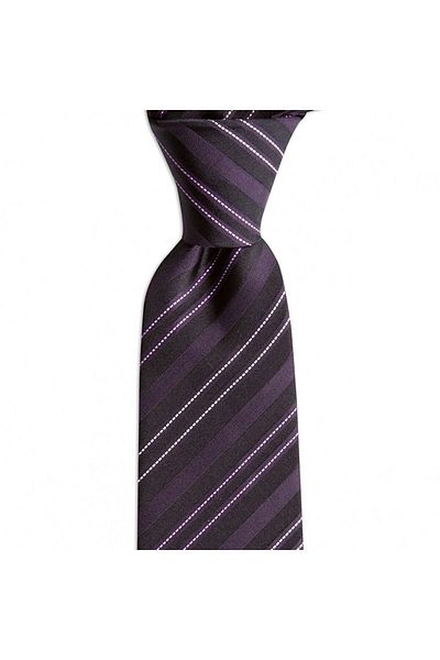 1001 Kravat Purple Striped 7.5 cm Wide Silk Tie