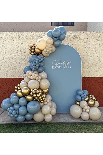 Çemrek Süs Parti مجموعة سلسلة بالونات من زجاج رمل البحر الأزرق والكروم الذهبي...