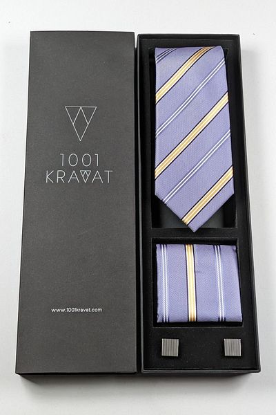 1001 Kravat Men's Gift Accessory Set - With Handkerchief, Tie and Cufflinks