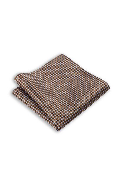 1001 Kravat Light Brown Patterned Silk Pocket Handkerchief in 33x33 cm Sizes