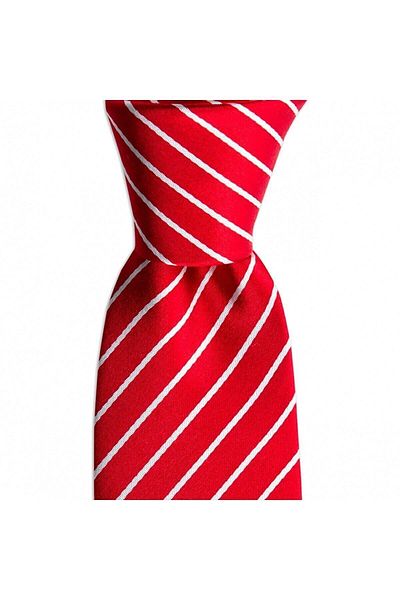 1001 Kravat Red Striped 7.5 cm Wide Silk Tie