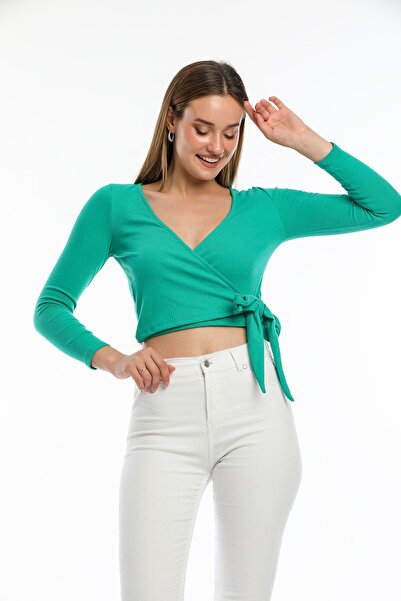 Kallisto Bluză crop verde dublu