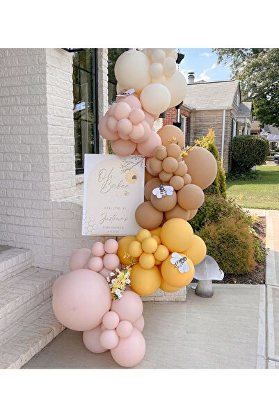 Çemrek Süs Parti مجموعة سلسلة بالونات مسحوق وردي رمل الصحراء والخردل مكونة من...