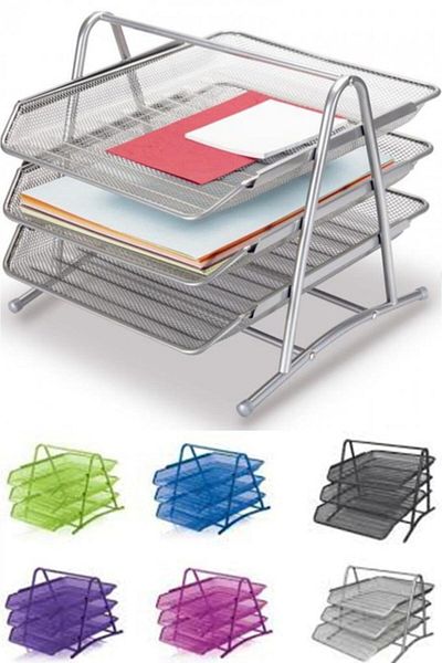Rubenis Silver Document Rack Metal Perforated 3-Piece 9181