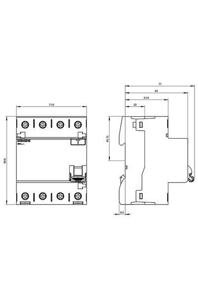 Siemens 4 Pieces 5sv4344-0 40a 30ma 400v (3 Phase+neutral) Residual Current Protection Relay